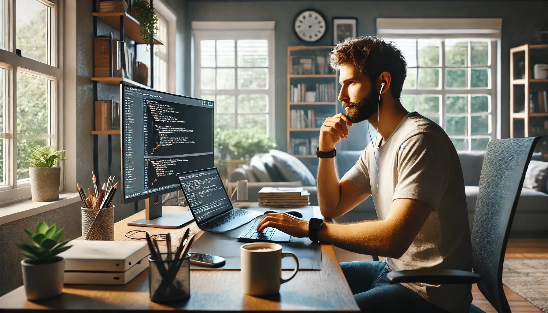 a developer working remotely