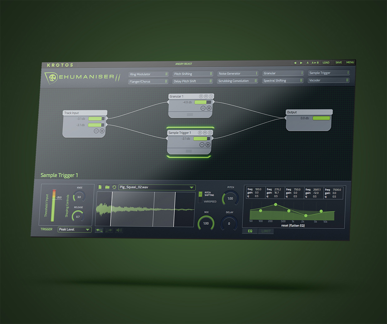 Dehumaniser 2 node-based vocal processing interface