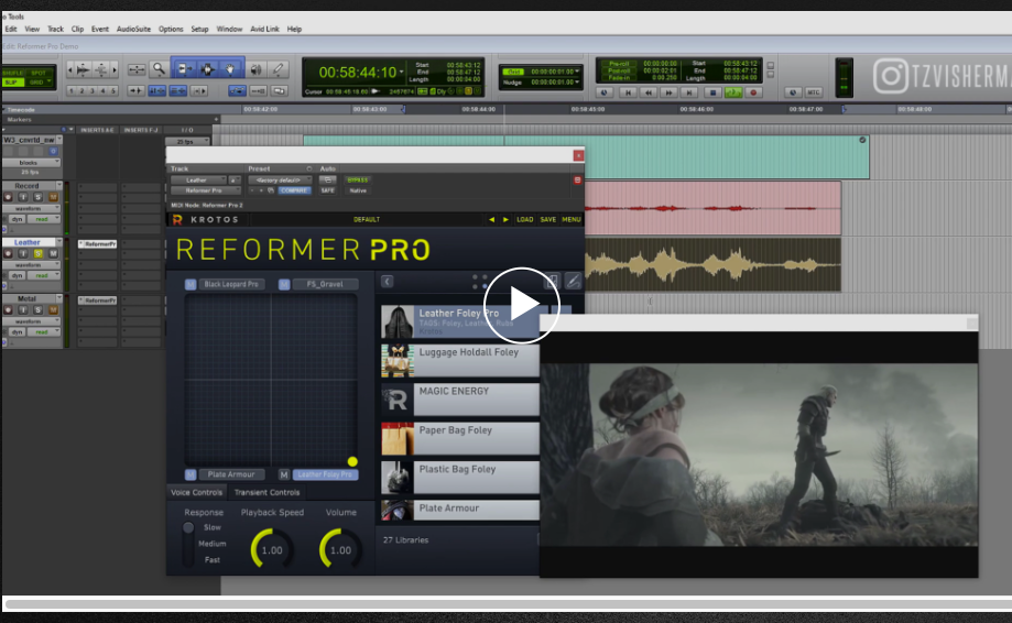 Tsvi Sherman performing Reformer Pro Foley inside a Pro Tools session