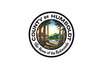 Seal of Humboldt County showing a landscape with redwood trees, hills, and water, with text 'County of Humboldt' and 'The Home of the Redwoods'.