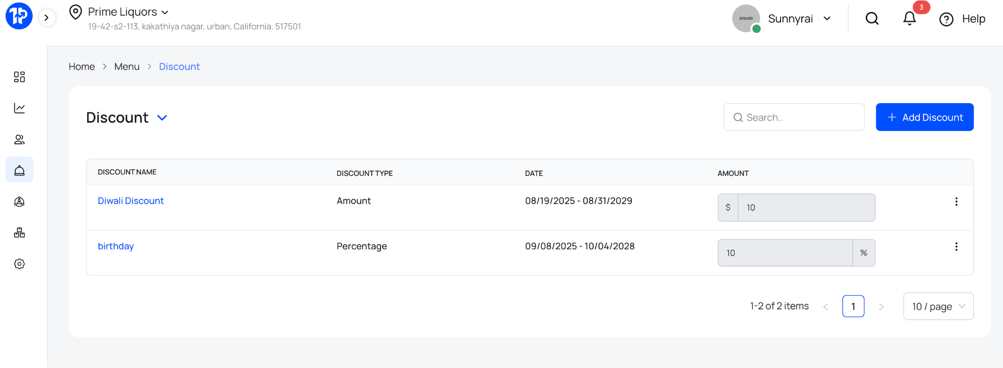 Discount on products