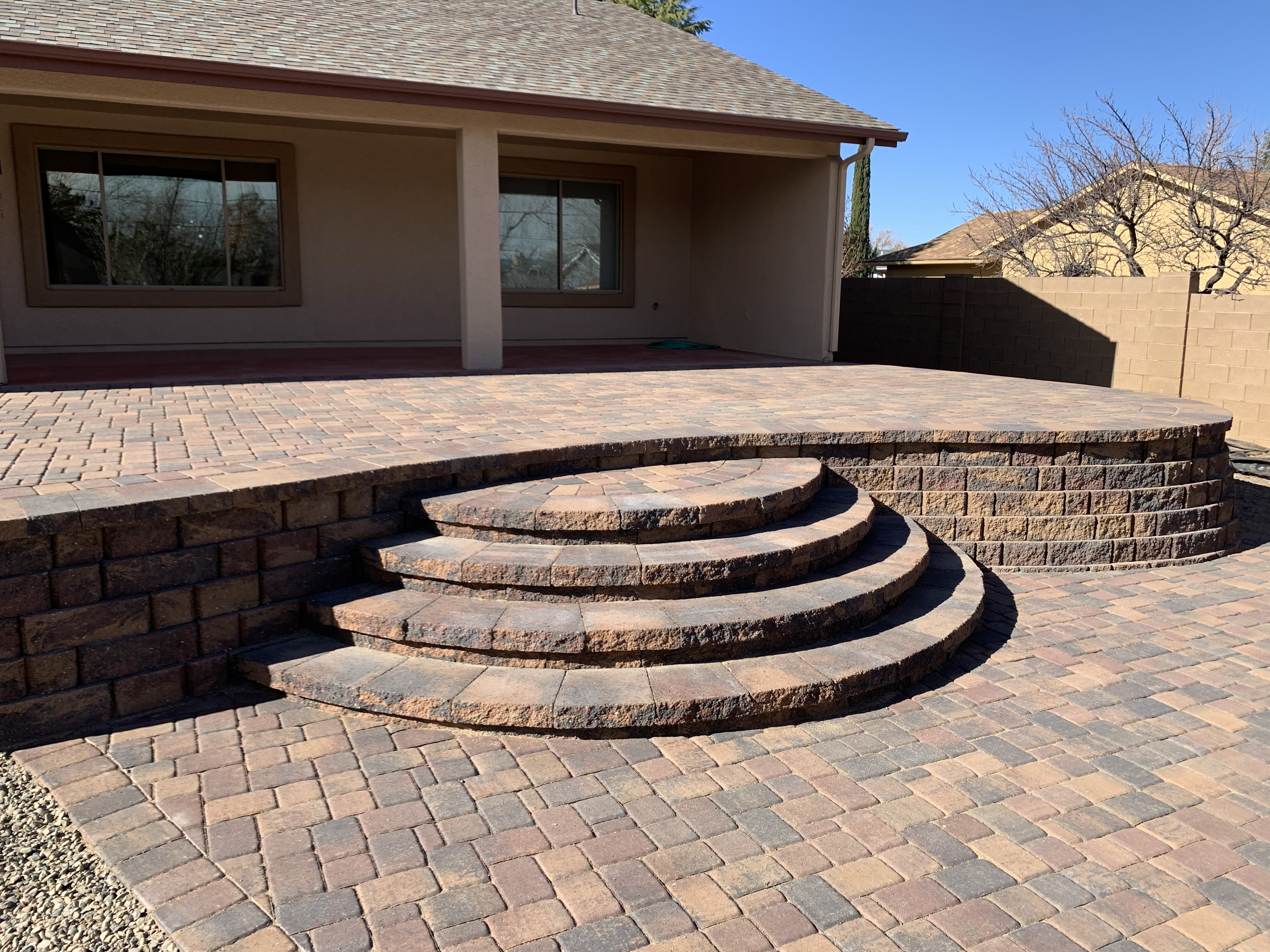 Custom Paver Stairway in the backyard
