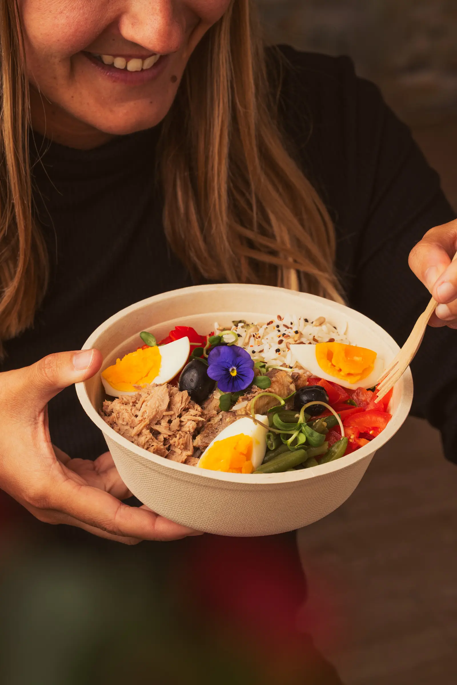 Salad for take-away in a restaurant