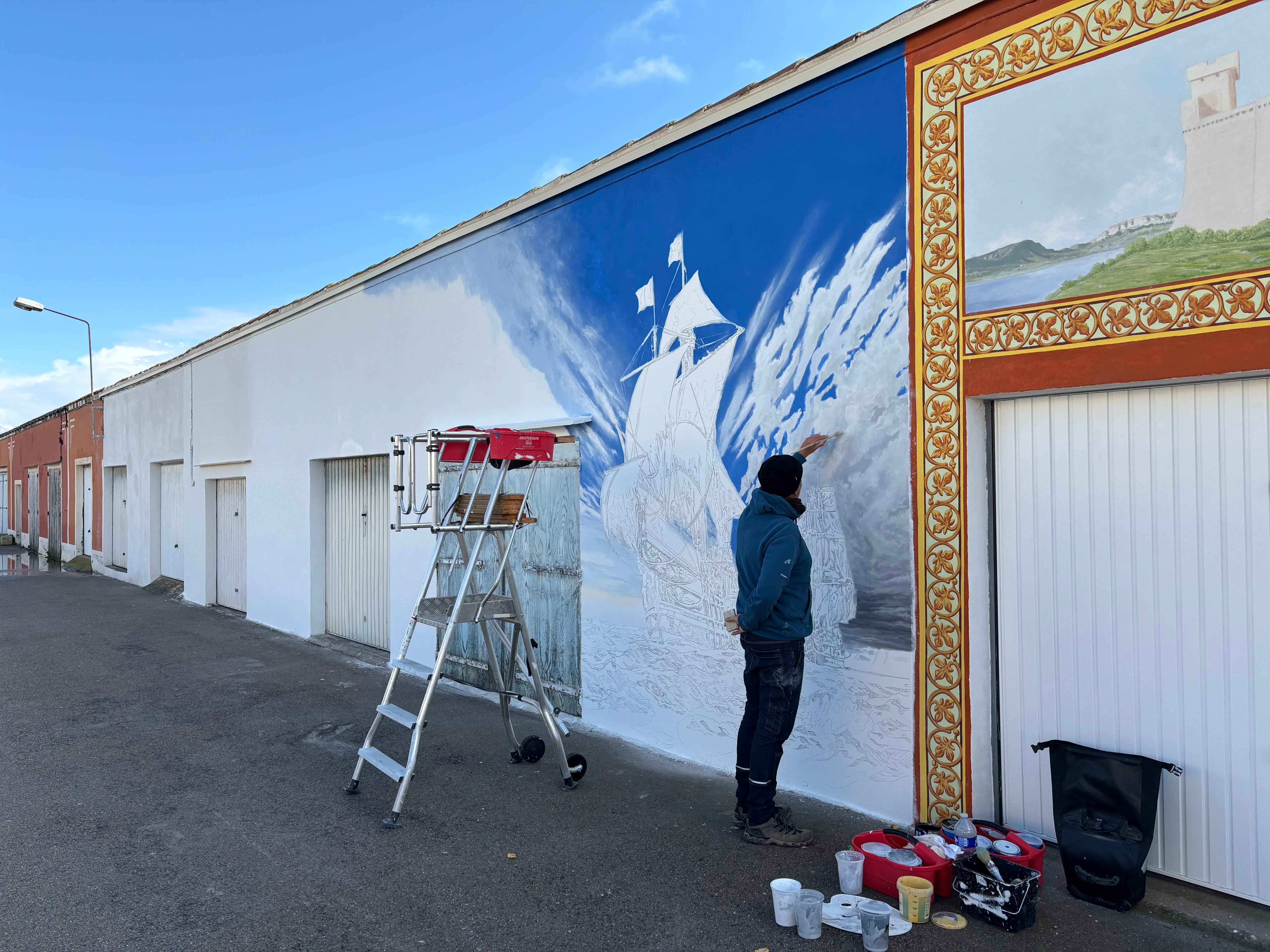 Préparation de supports pour fresque murale à Palavas-les-Flots (34)