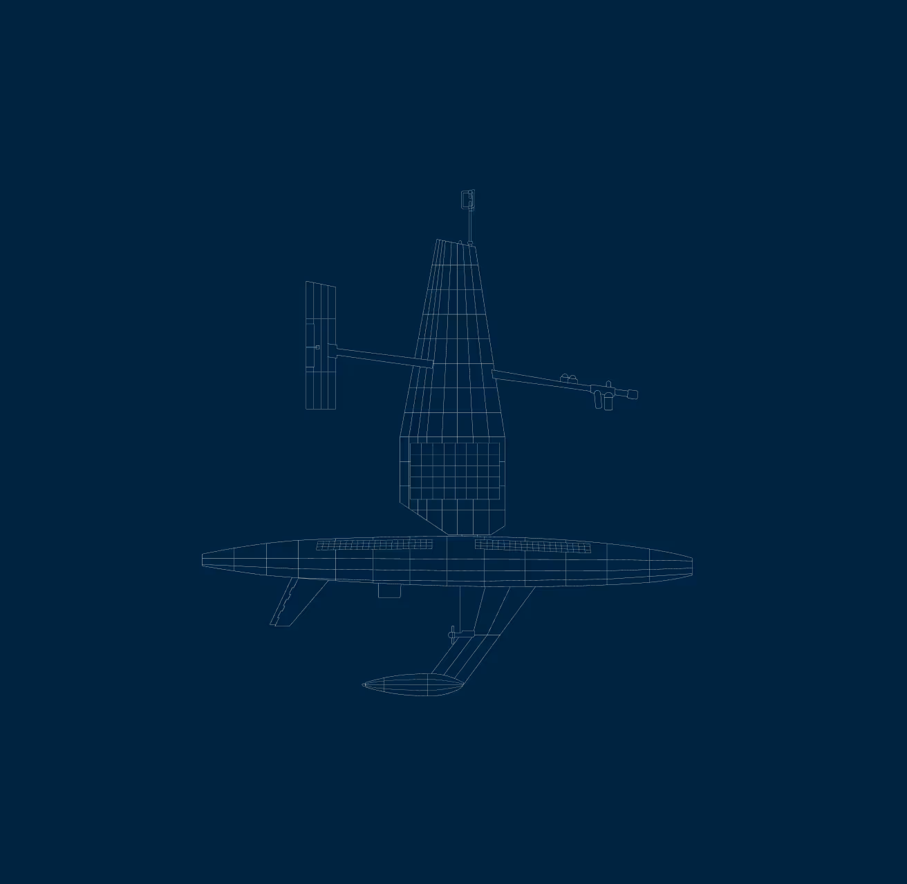Technical wireframe drawing of a Explorer