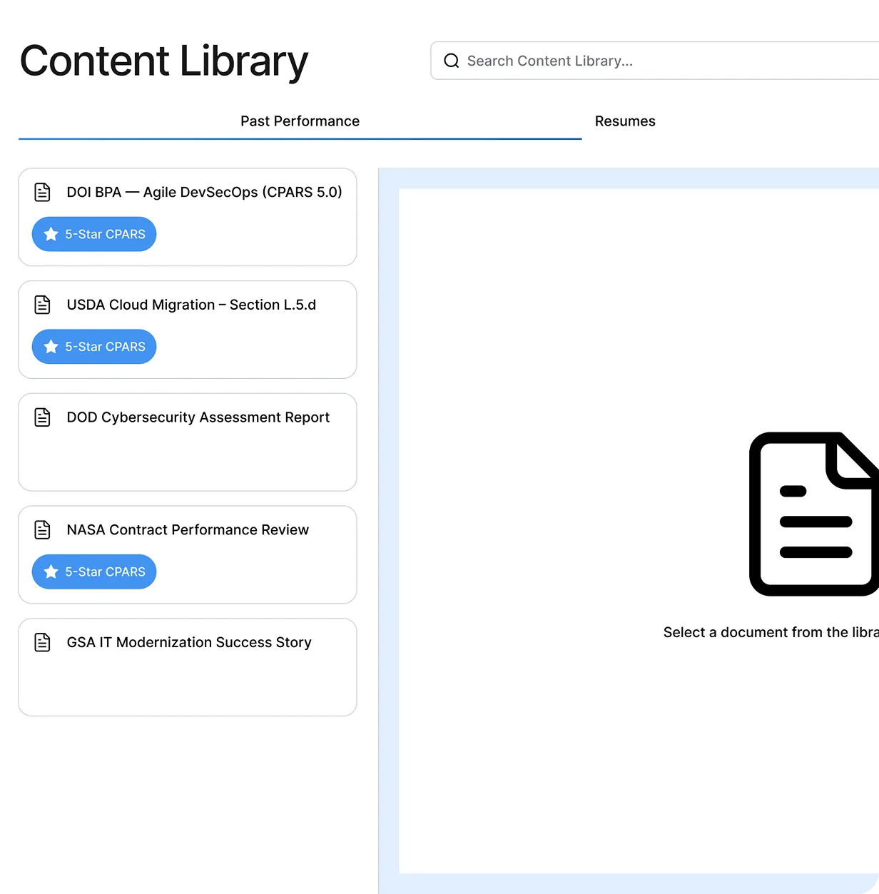 Content Library Showing Information
