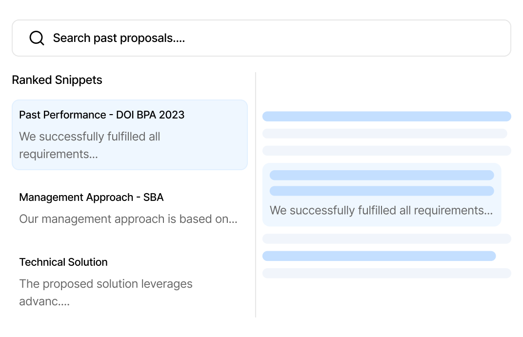 Search Past proposal Sreenshot