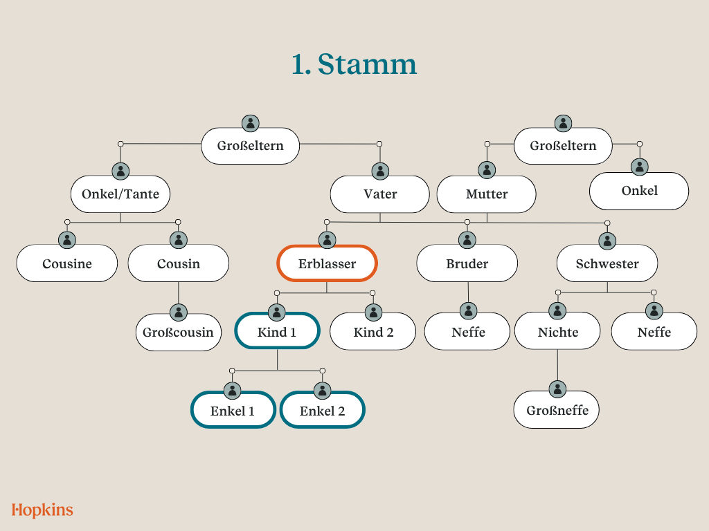 Gesetzliche Erbfolge: 1. Stamm