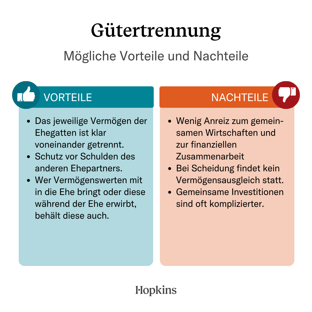 Vor- und Nachteile der Gütertrennung