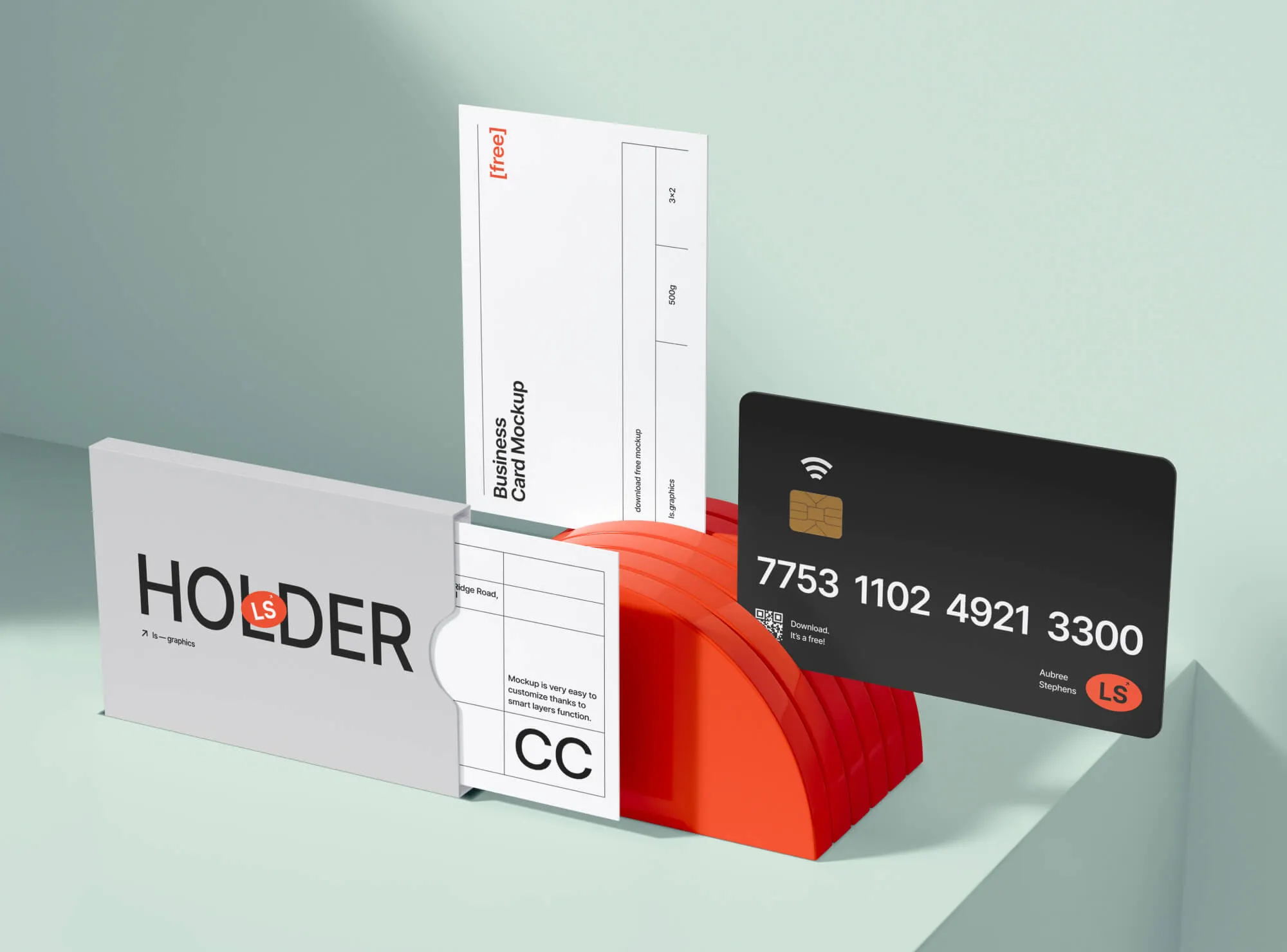 Free Cardholder with Cards Mockup