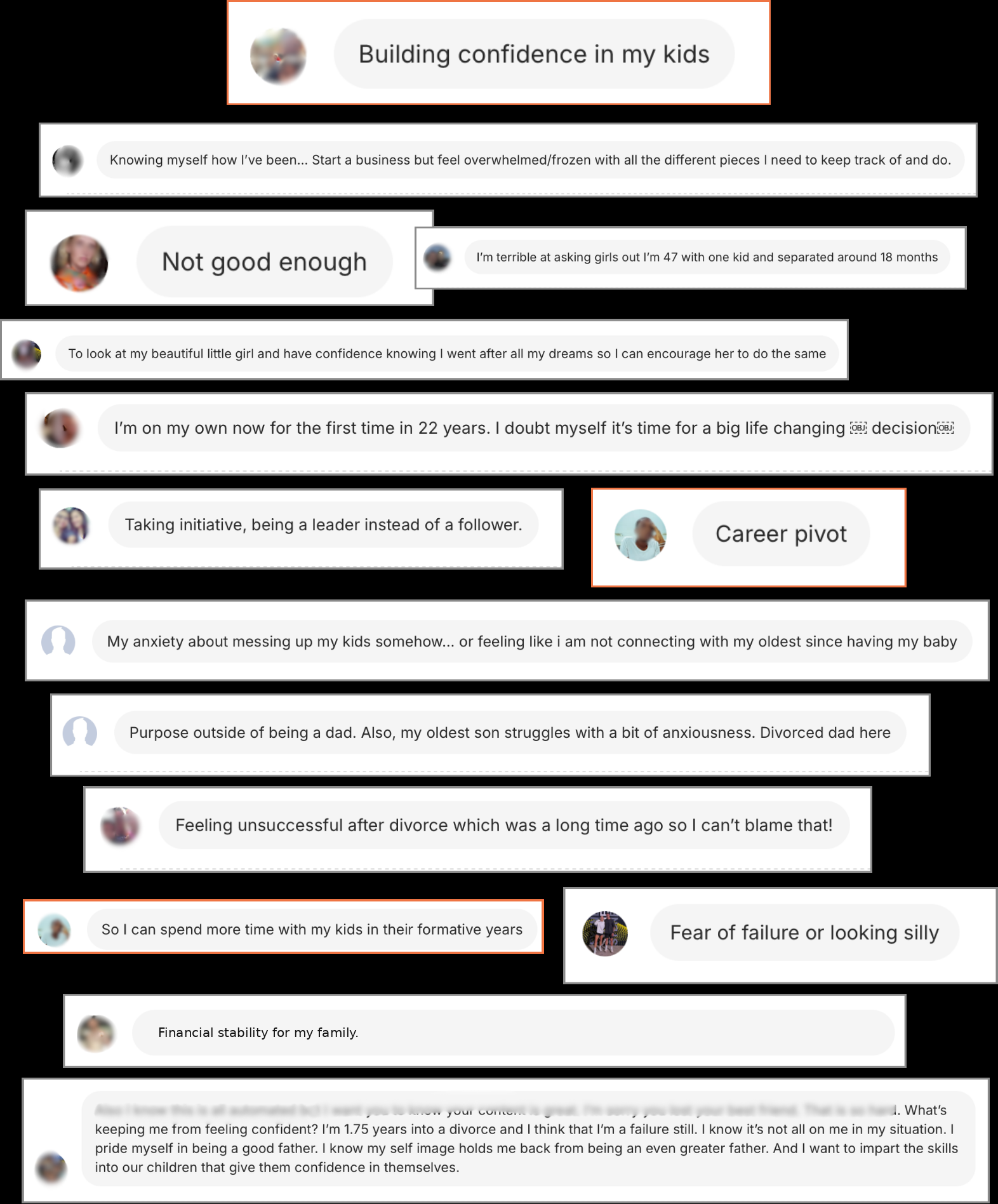 Replies from parents on the waitlist describing the biggest win they hoped for