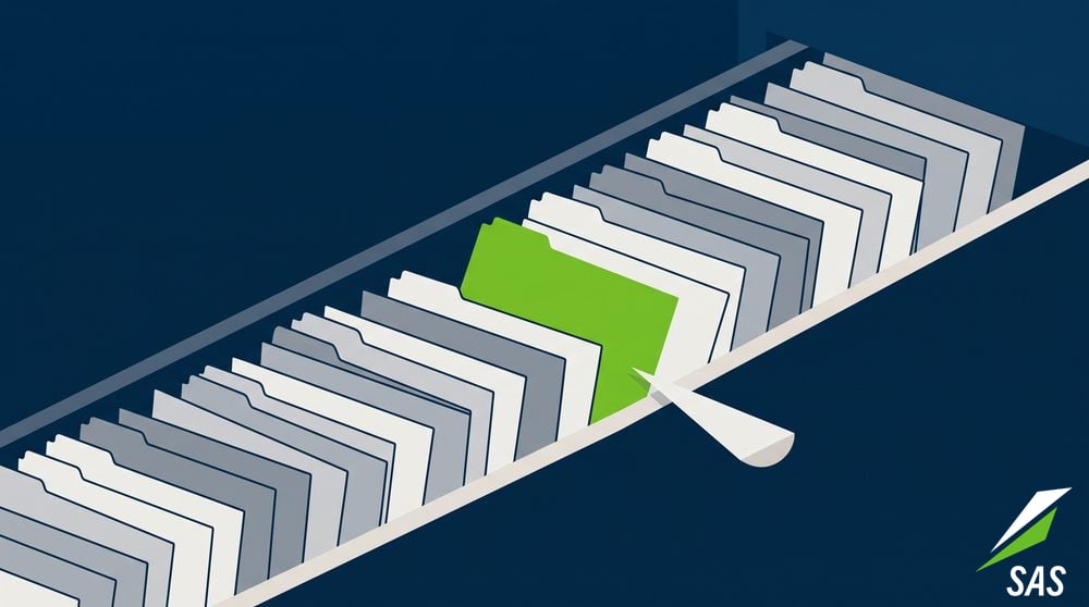 A long row of index cards in a drawer being straightened into perfect alignment