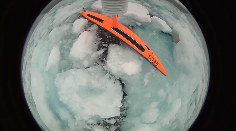 Saildrone stuck in ice.