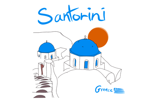 Art Design of the landscape in Santorini Greece