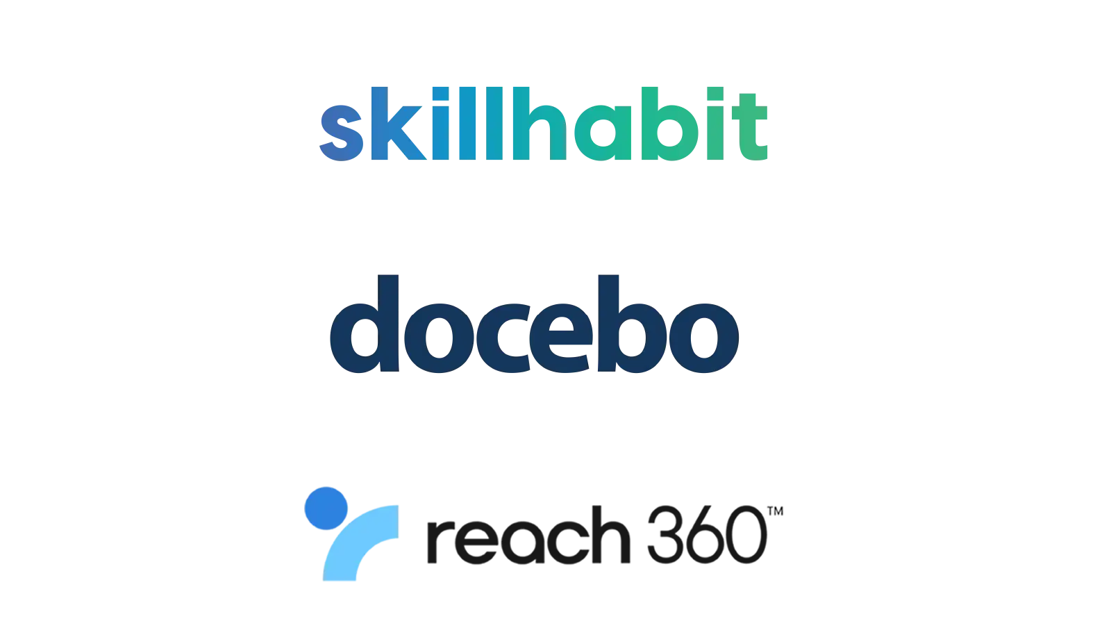 Logotypes Skillhabit, Docebo and Reach 360