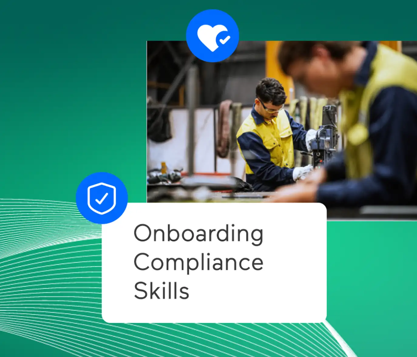 Skillhabit industry, with text "Onboarding, Compliance, skills"