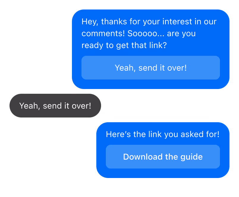 Instagram direct message chat with conversion link