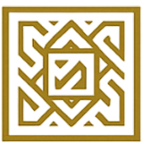 Golden ornate geometric frame with symmetrical decorative patterns.