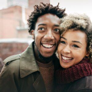 Black couple on fall date