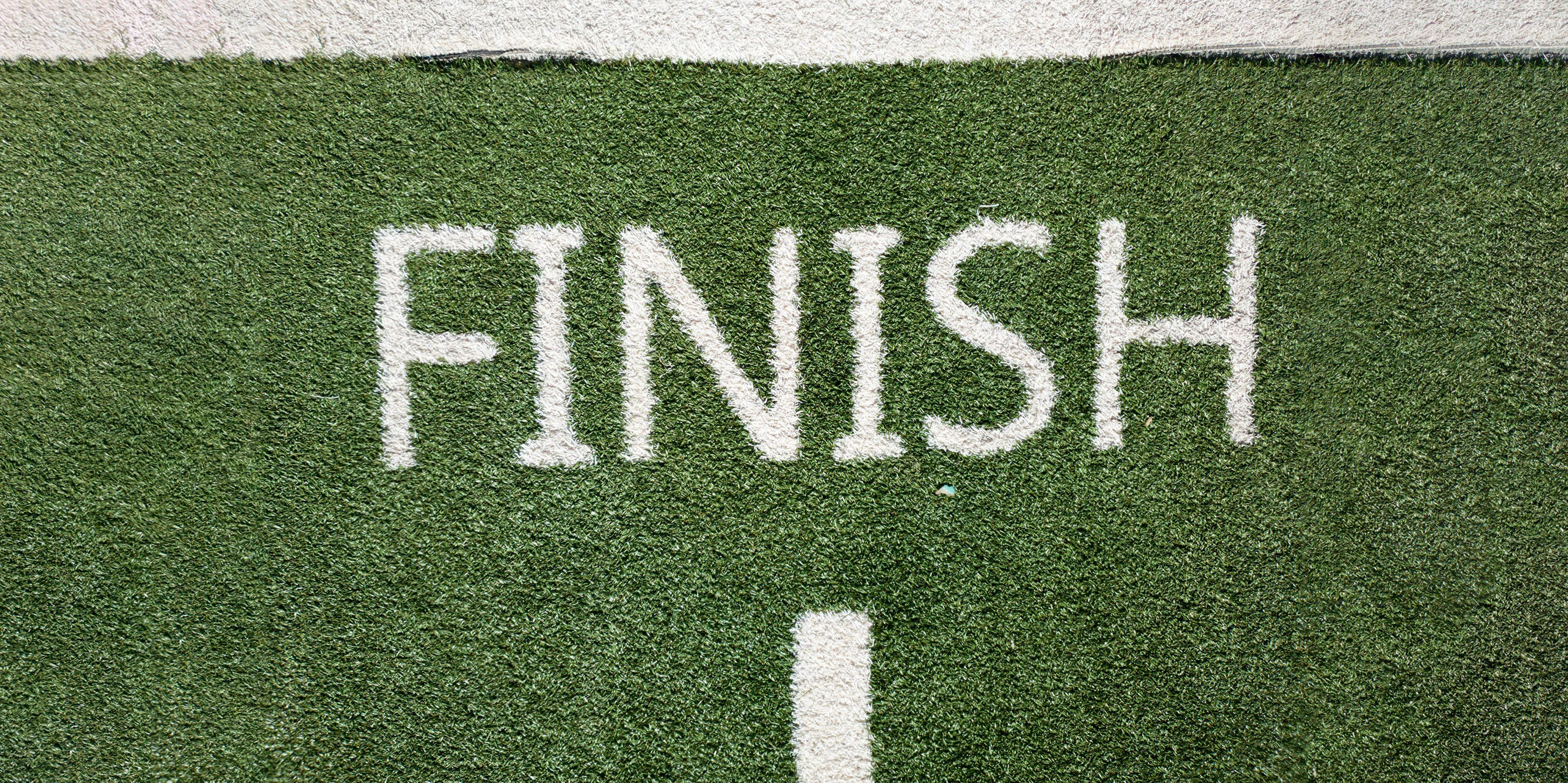 The word "FINISH" written in chalk on a blackboard - The Fellowship Images