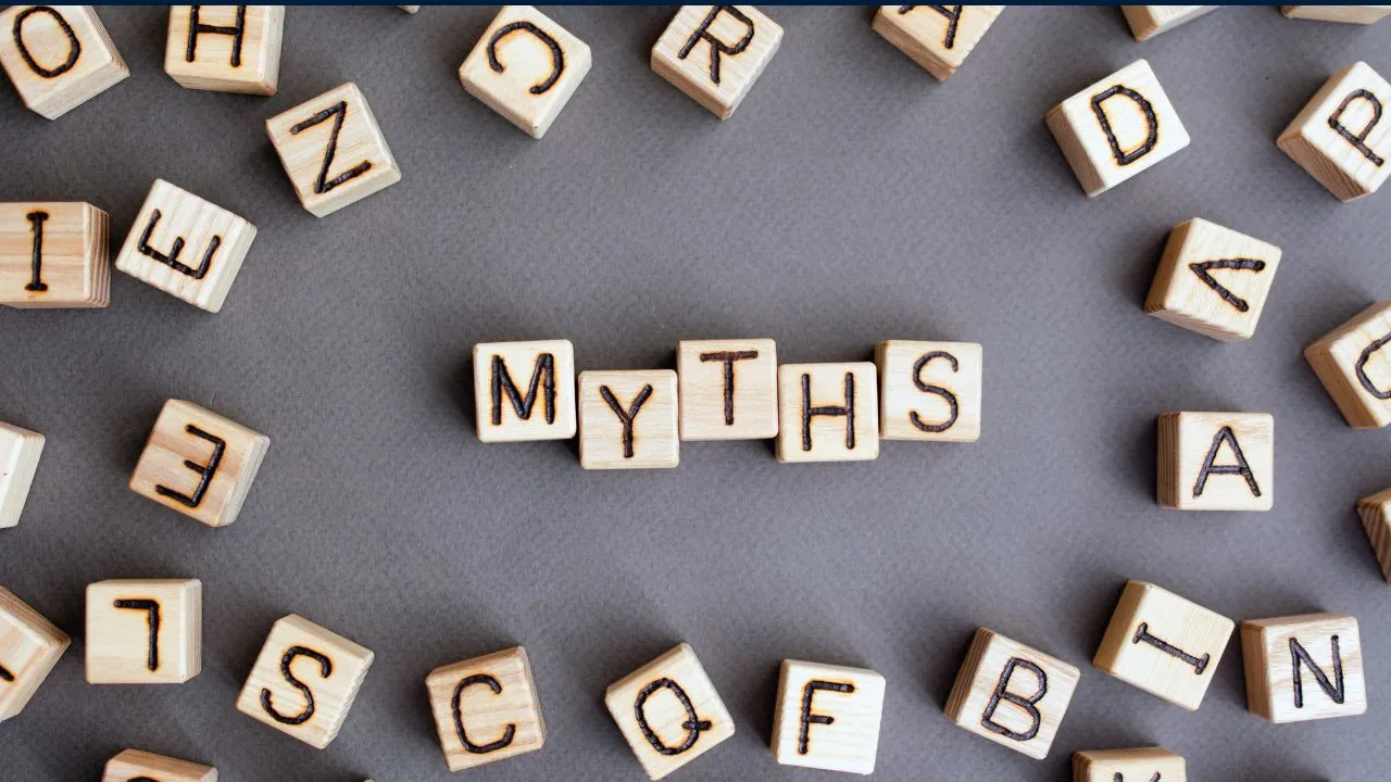 A collection of wooden letters spell out the word myths. - The Fellowship Images