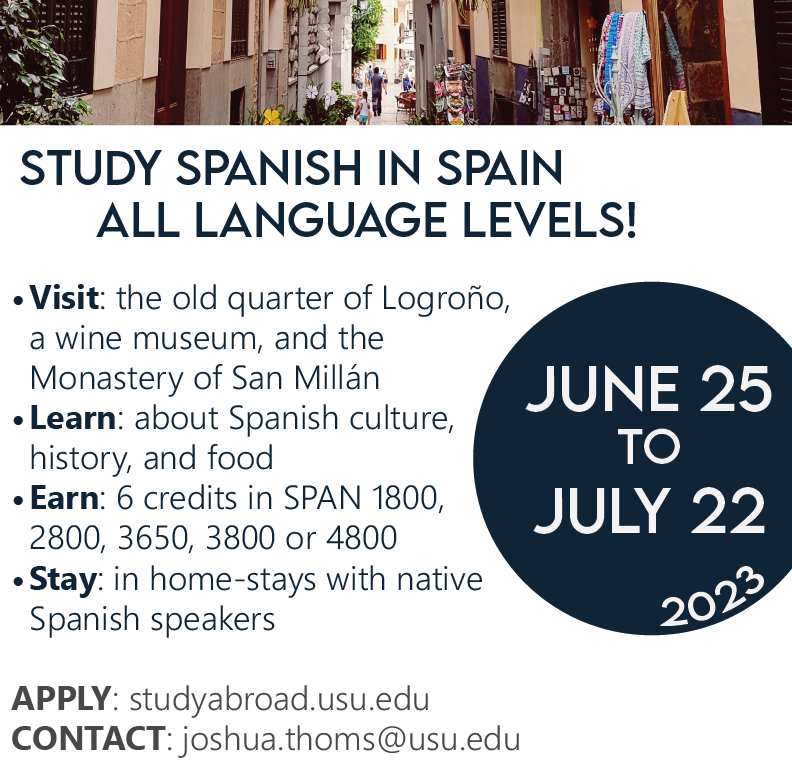 A social media post created to advertise studying Spanish in Spain