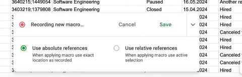 Recording new macro for data cleanup in Google Sheets