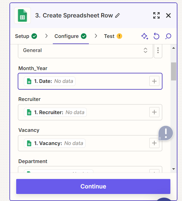 Setting up the Row ID in Google Sheet