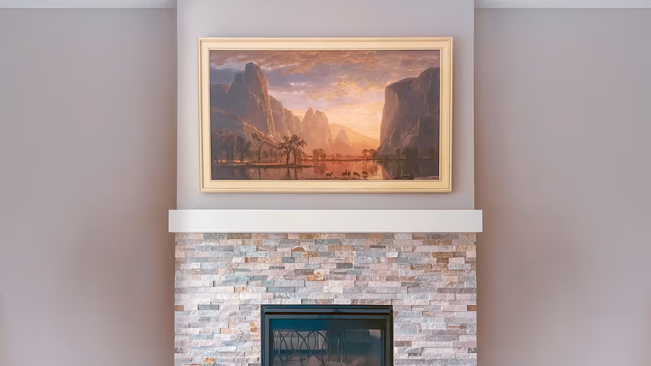Samsung Frame Installation Above Fireplace