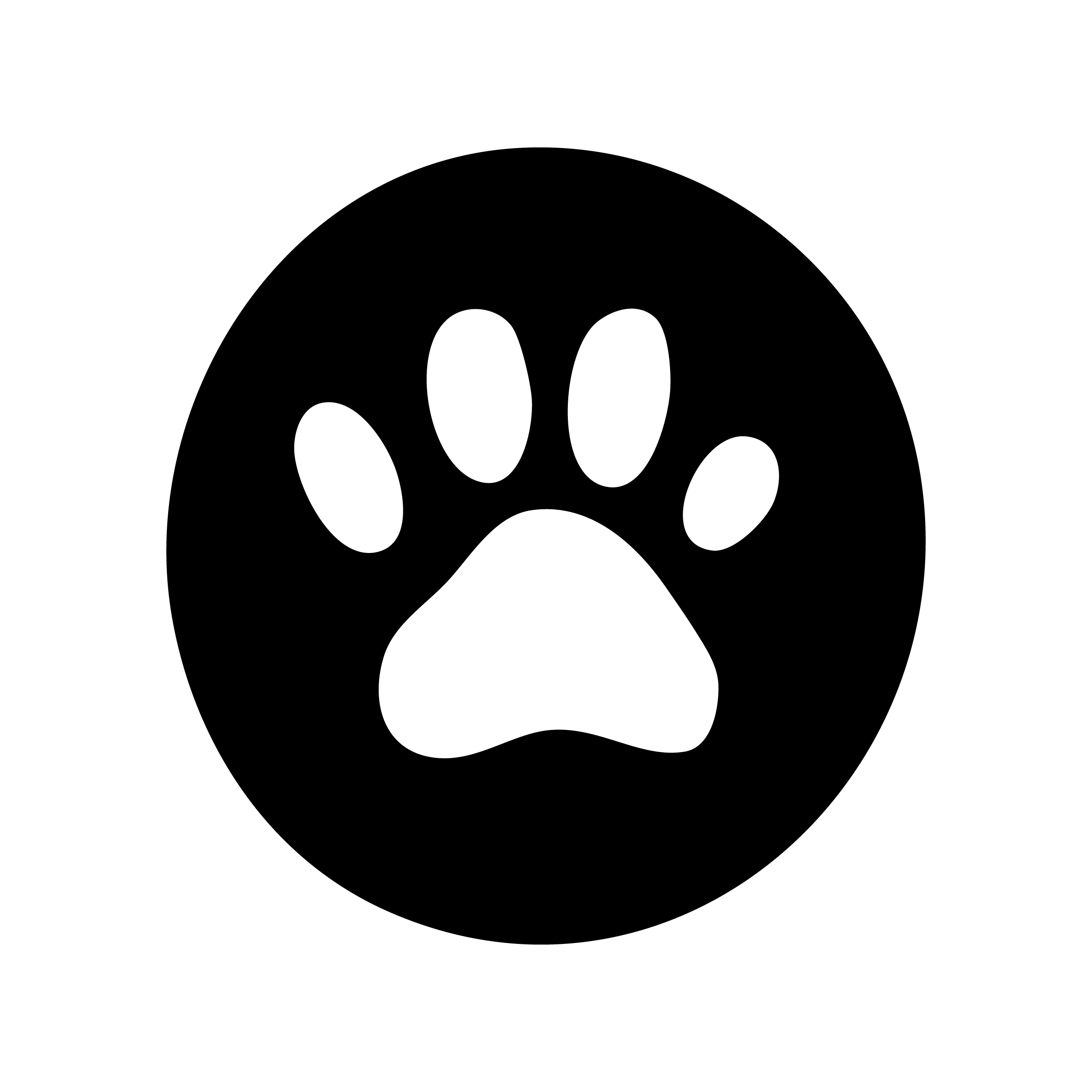 Black paw-print campaign symbol inside a circle on white.