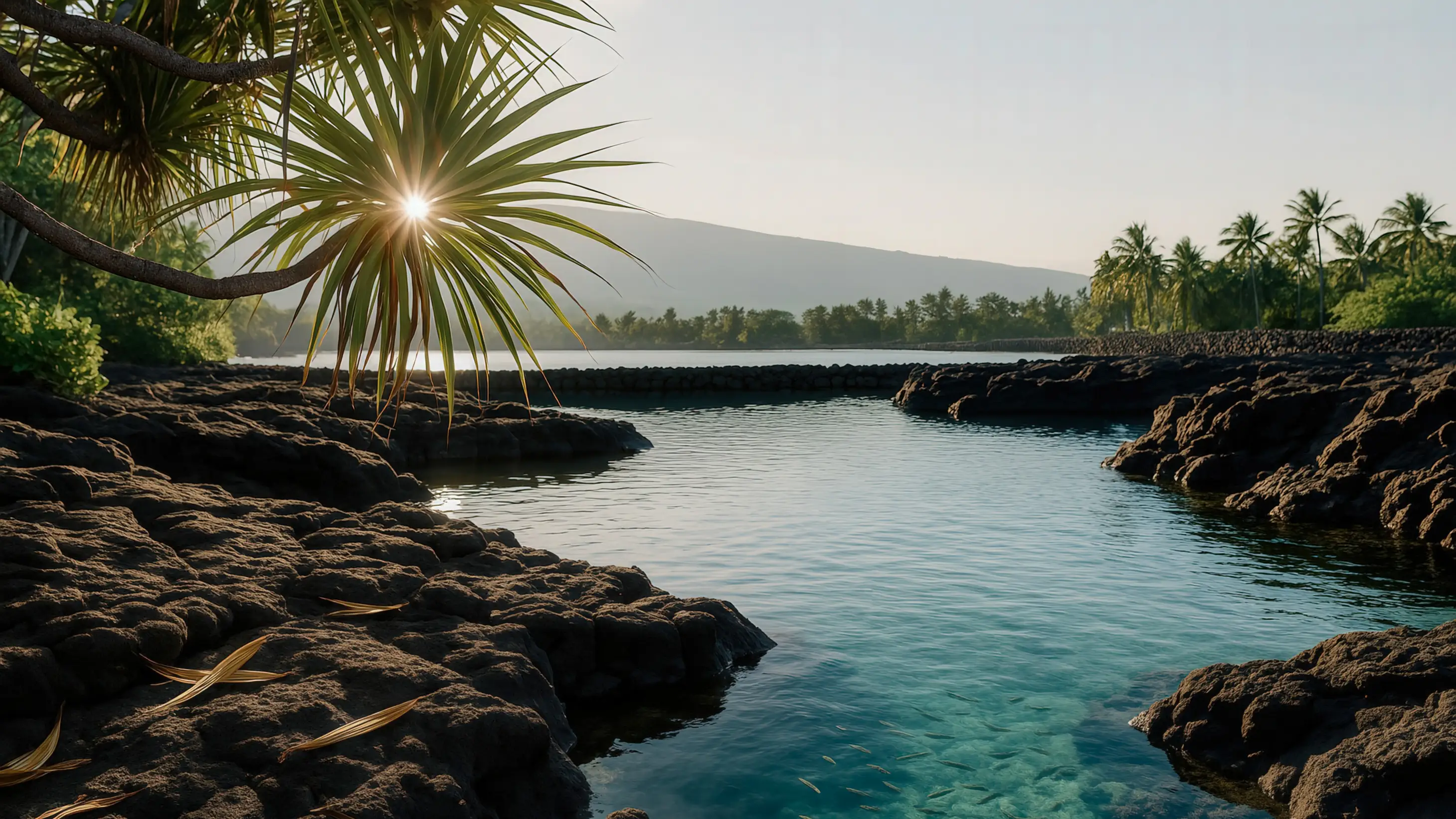 Generative illustration of what the landscape of Pā‘aiea could have looked like with Hualalai in the background