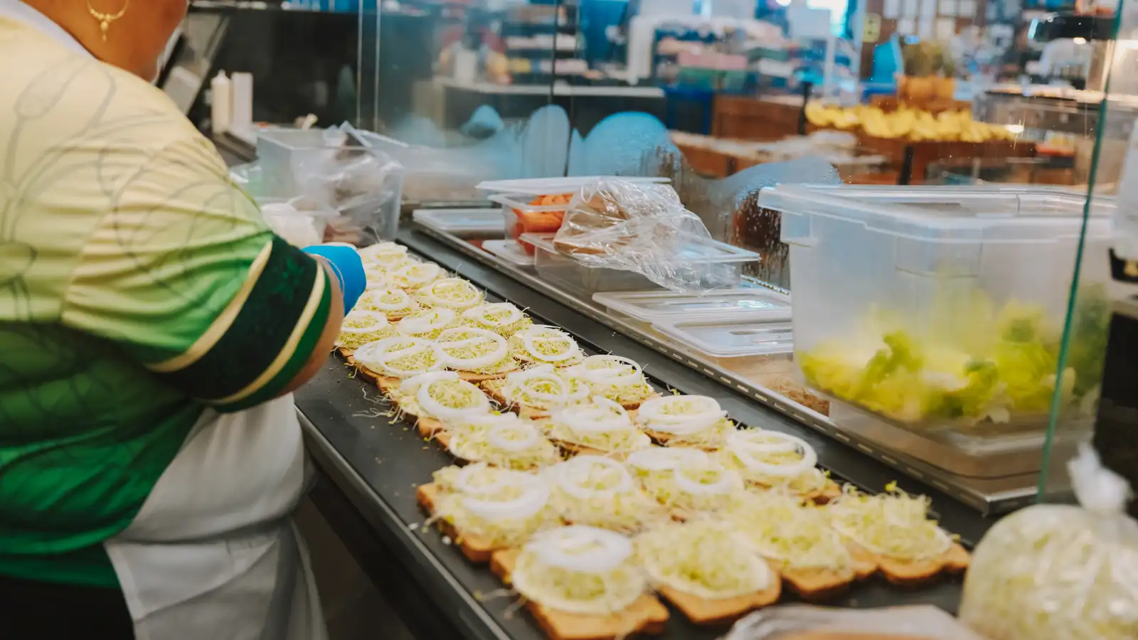 Making sandwiches at Matsuyama Food and Fuel