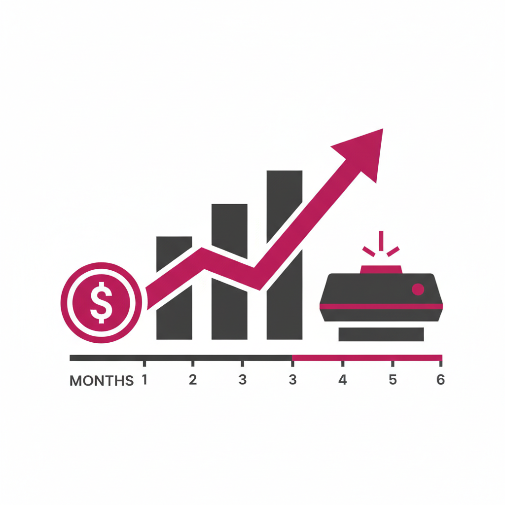 ROI bar chart showing dimensioning system revenue recovery growth