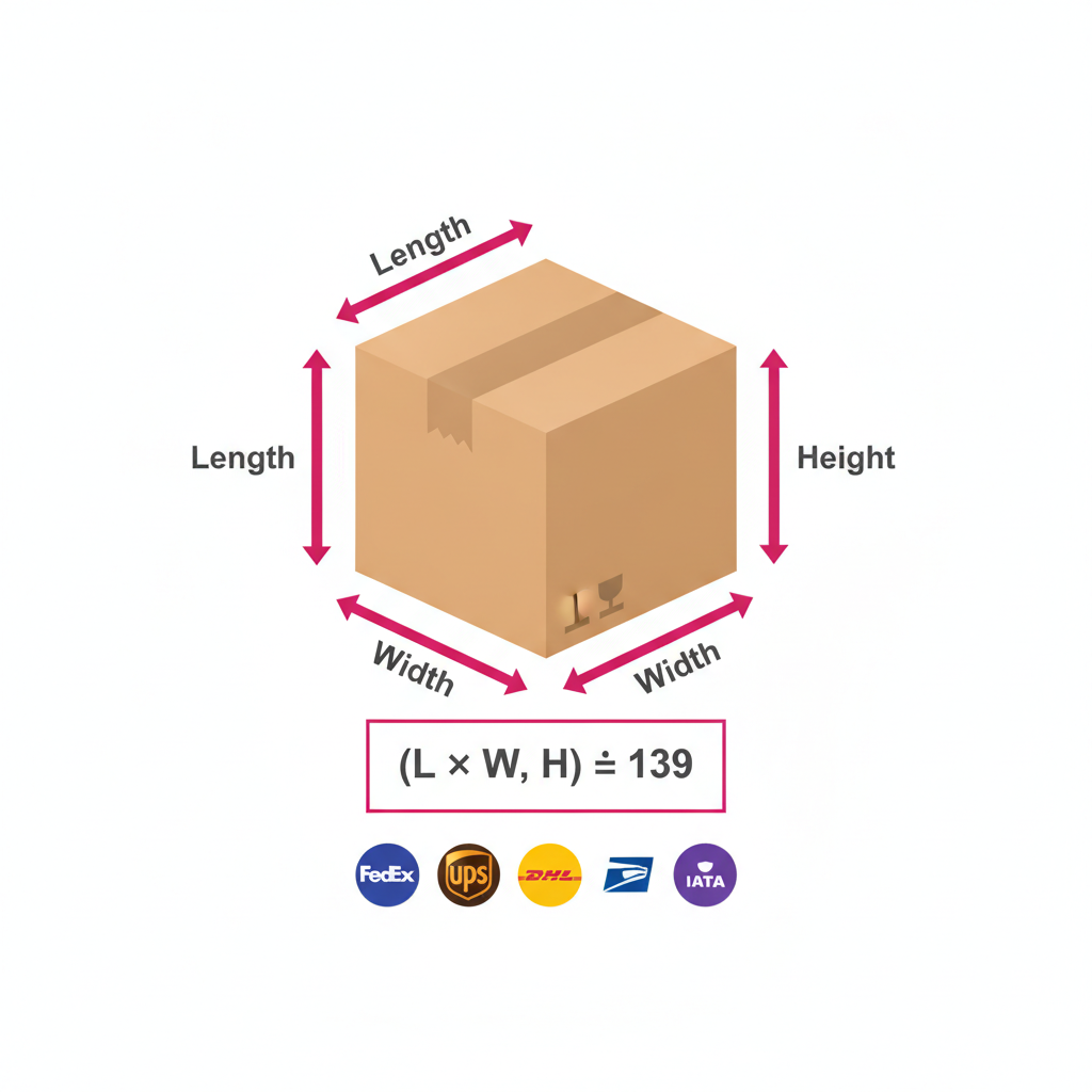 Dimensional weight calculator for FedEx UPS DHL USPS and IATA air cargo
