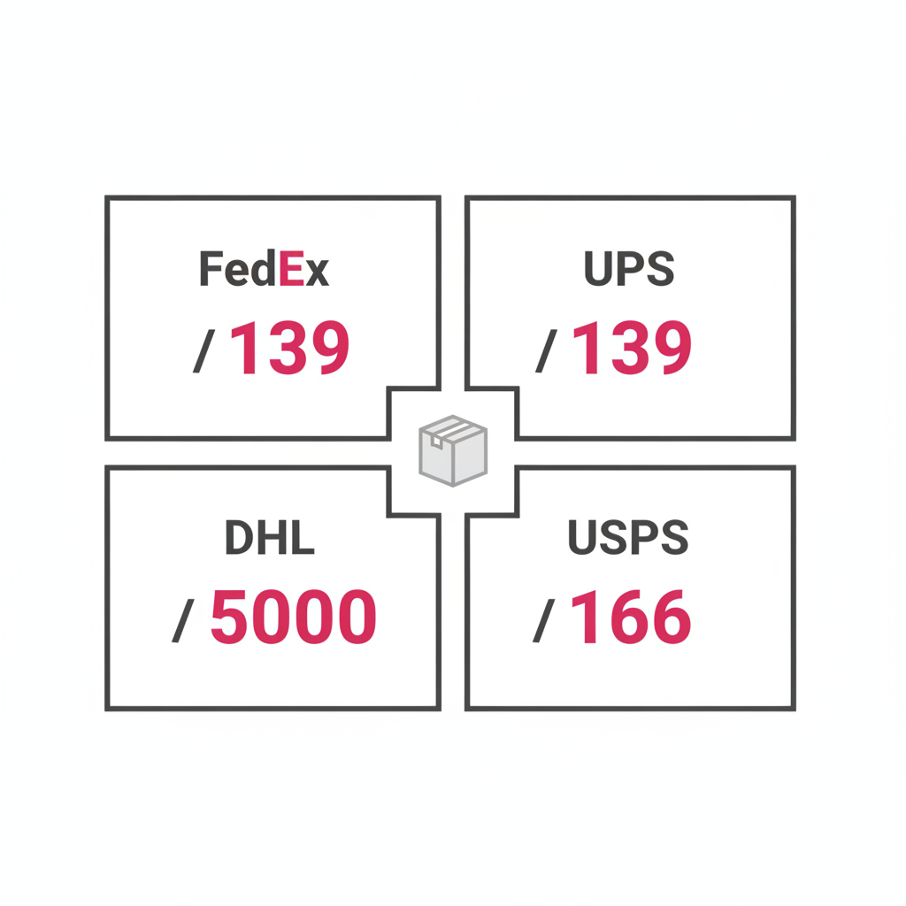 Dimensional weight divisors comparison FedEx 139 UPS 139 DHL 5000 USPS 166