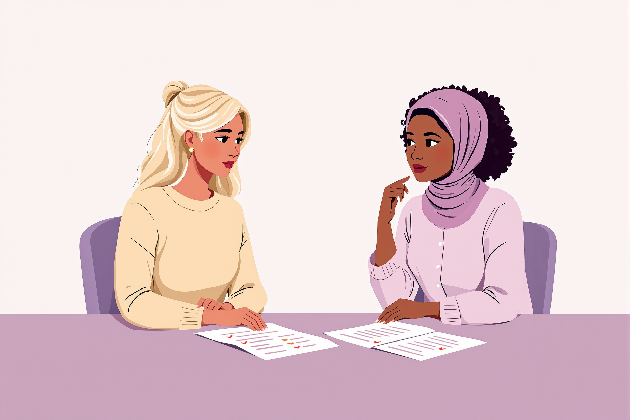 Illustration einer Beratung zu Krankenkassenleistungen für Lipödem-Patientinnen