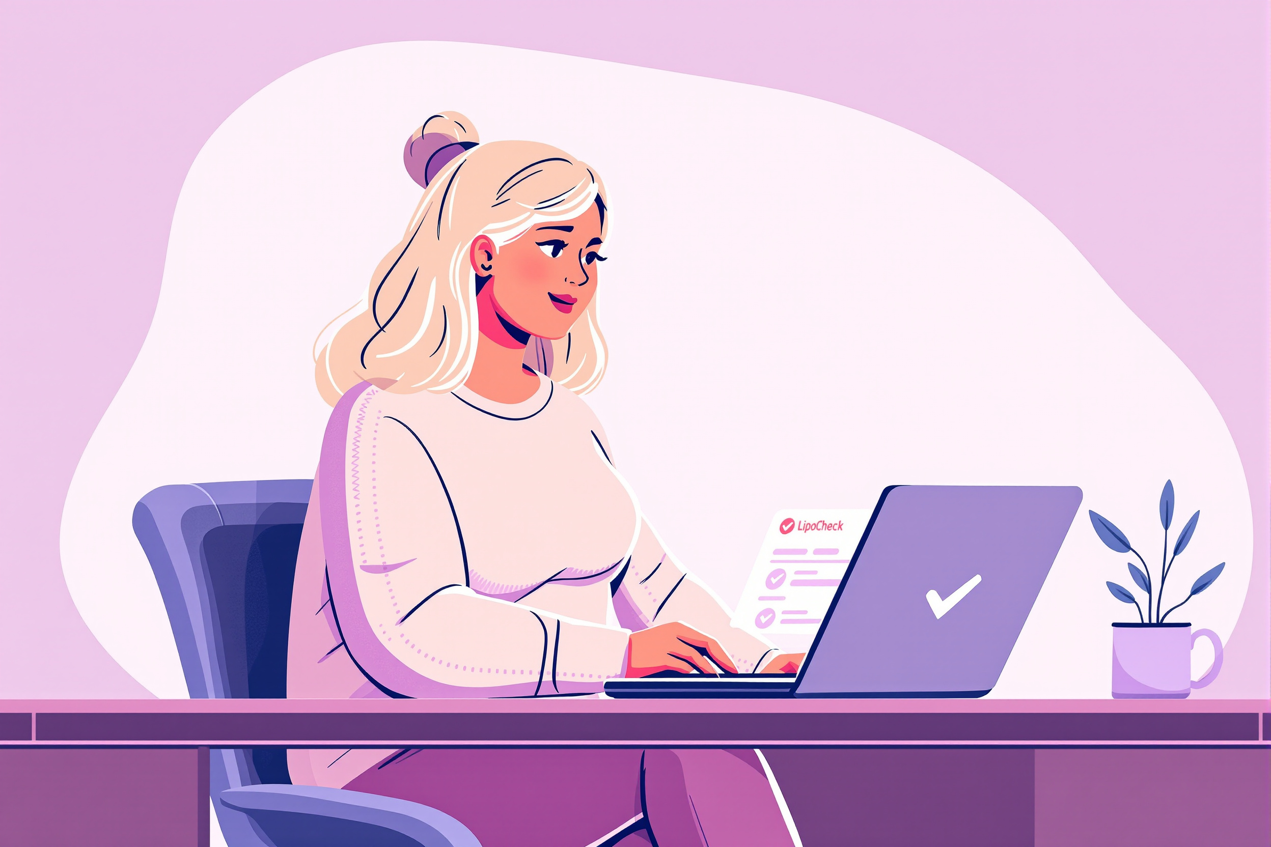 Illustration von drei Frauen, die Diagnosemöglichkeiten für Lipödem mit der LipoCheck App besprechen.