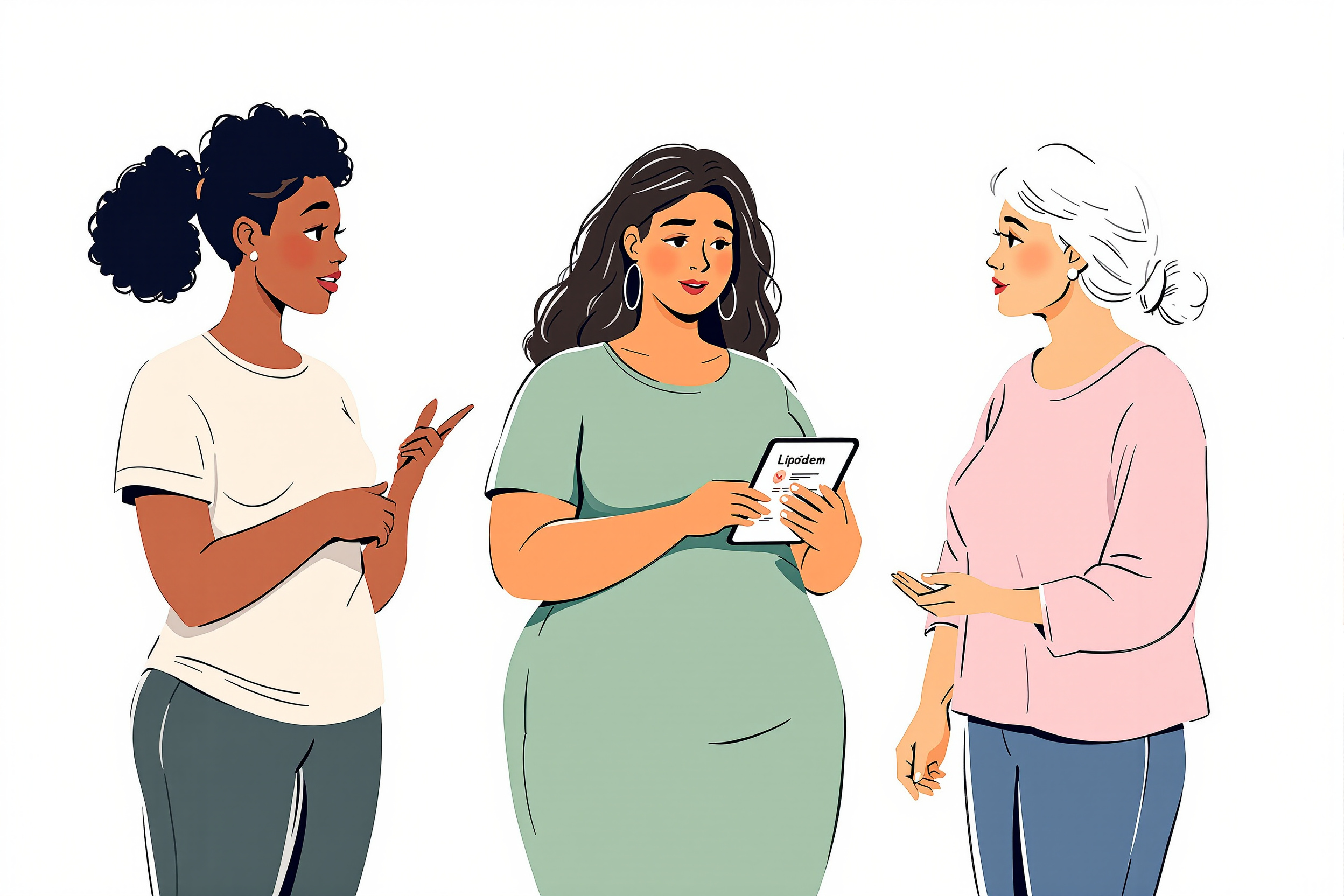 Frau untersucht ihre Beine auf Lipödem-Symptome