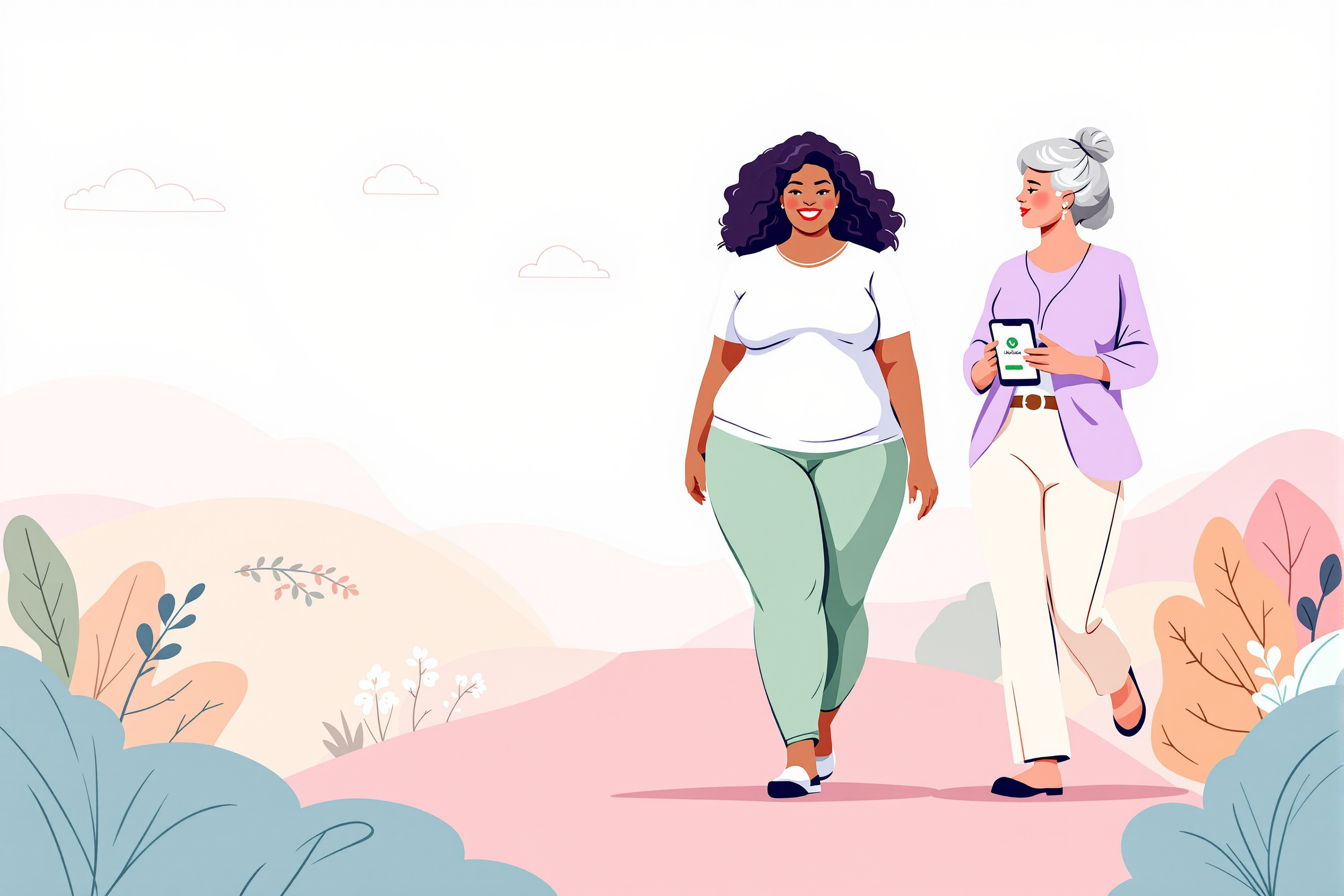 Frau liest Ratgeber-Artikel über Lipödem in Arztpraxis.