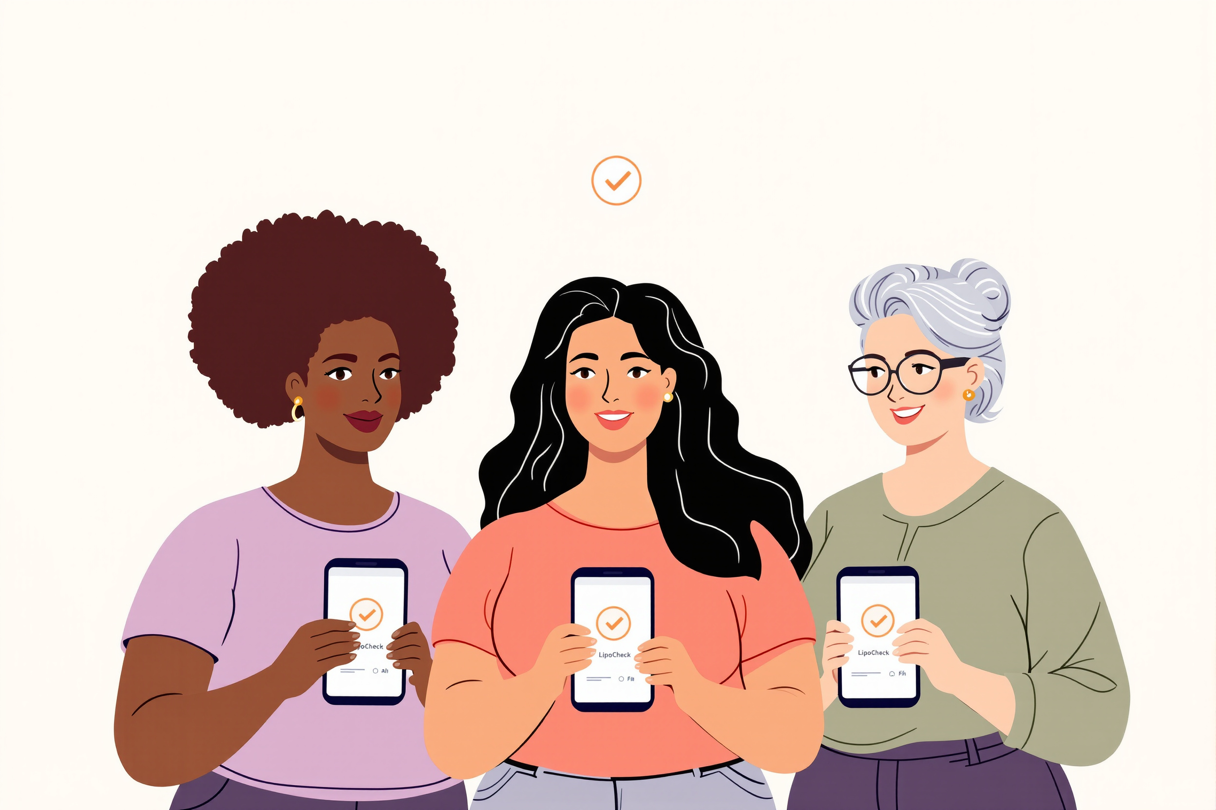 Frau mit Lipödem füllt Fragebogen auf Tablet aus, um eine schnelle Diagnose zu erhalten.