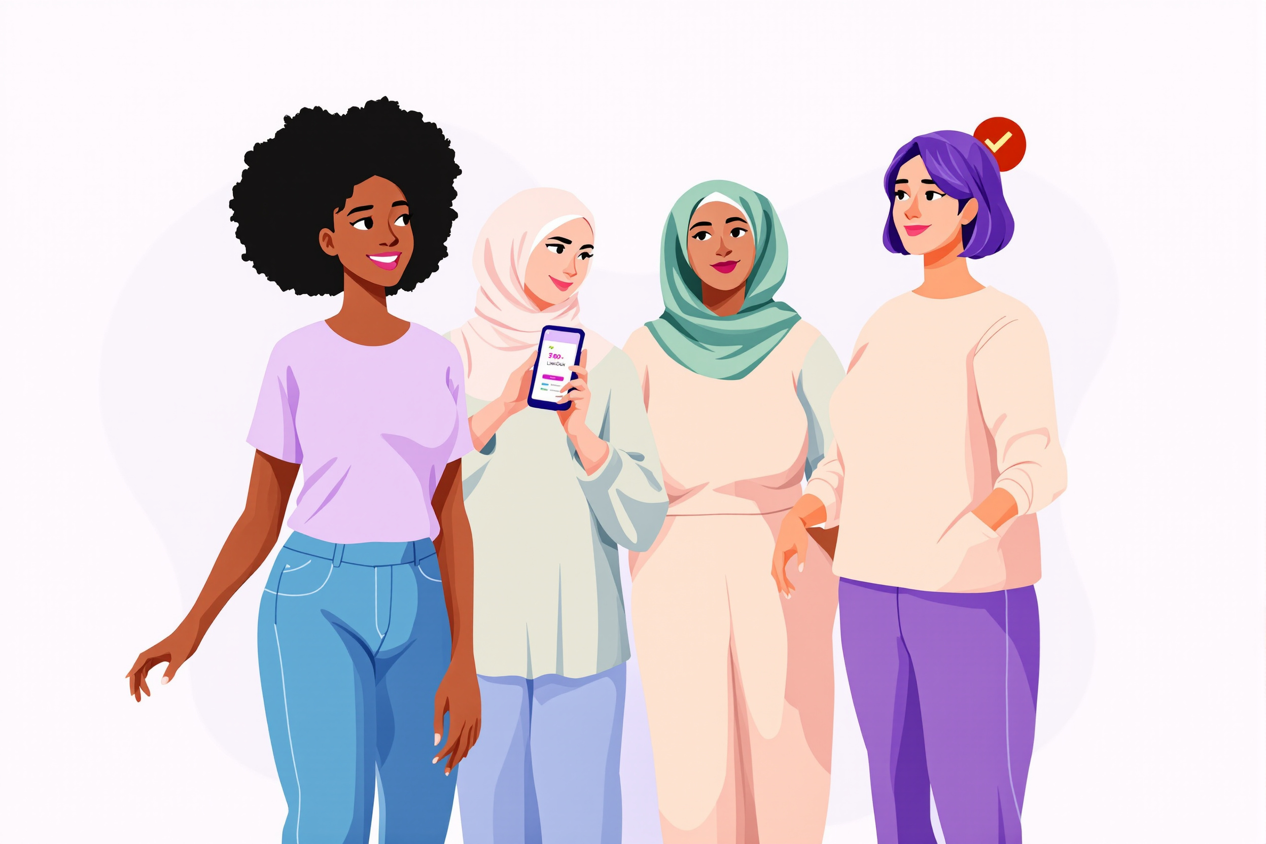 Frau nutzt Gesundheitsapp in Arztpraxis zur Lipödem-Diagnose