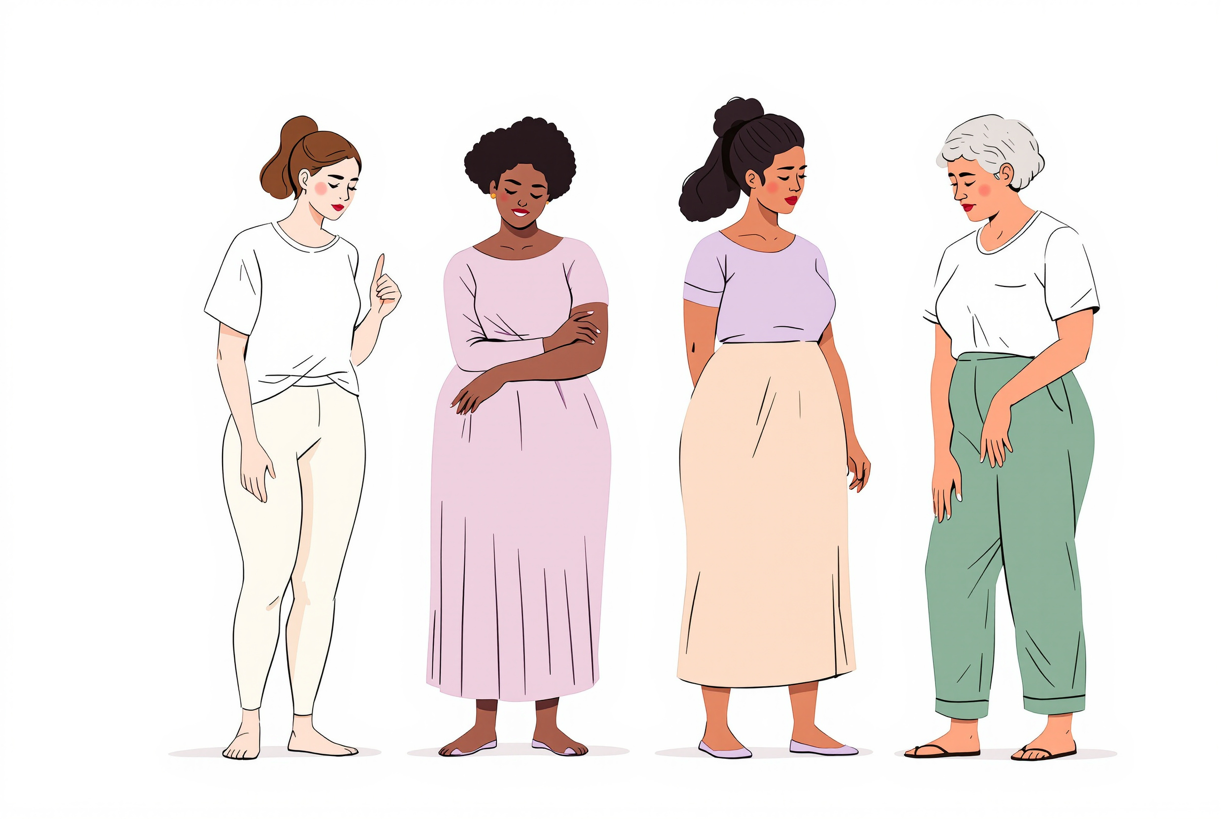 Frau betrachtet aufmerksam ihre Beine, um frühe Anzeichen von Lipödem zu erkennen.