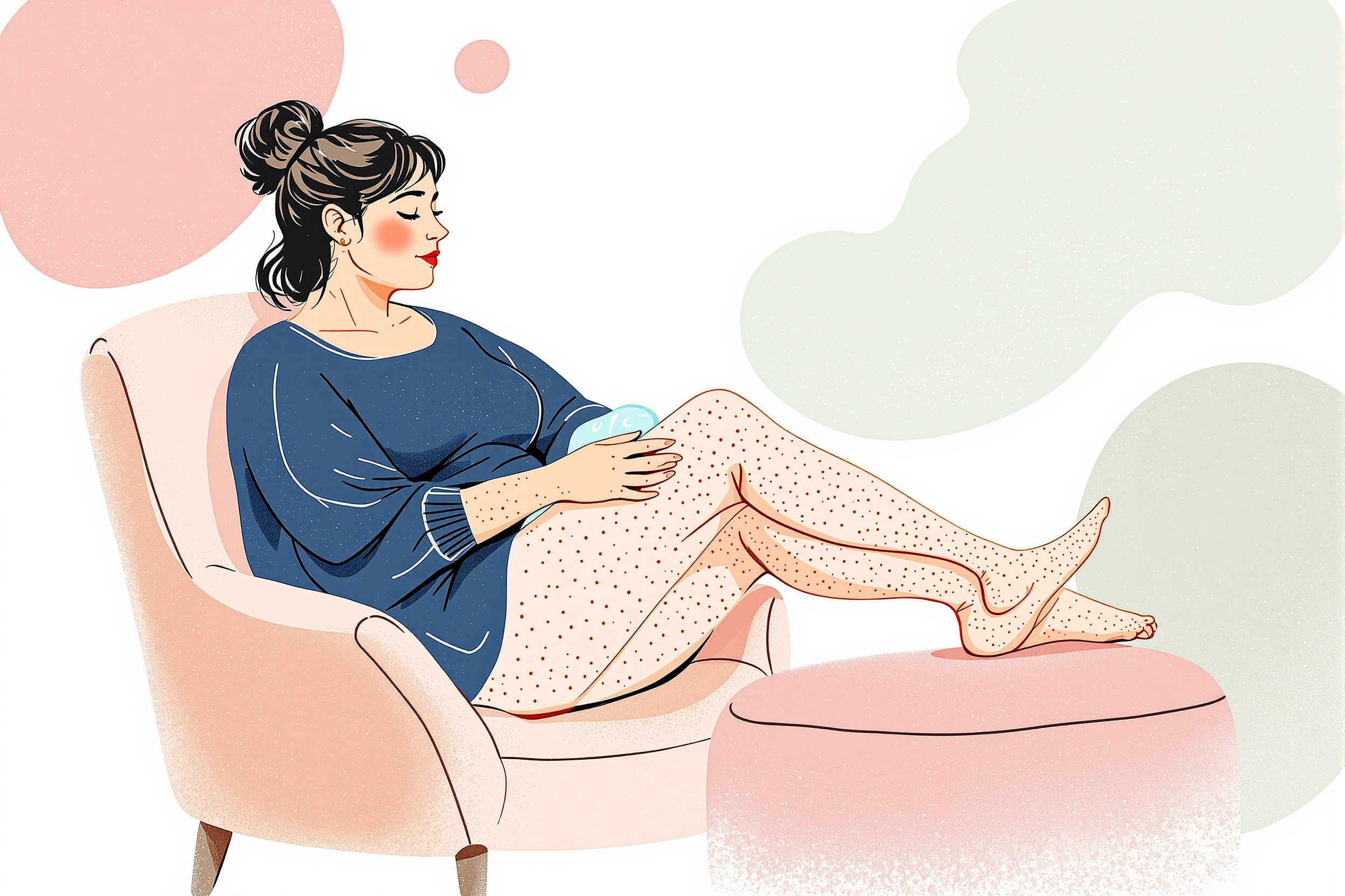 Frau mit Lipödem legt im Sommer die Beine hoch, um Schwellungen zu lindern.