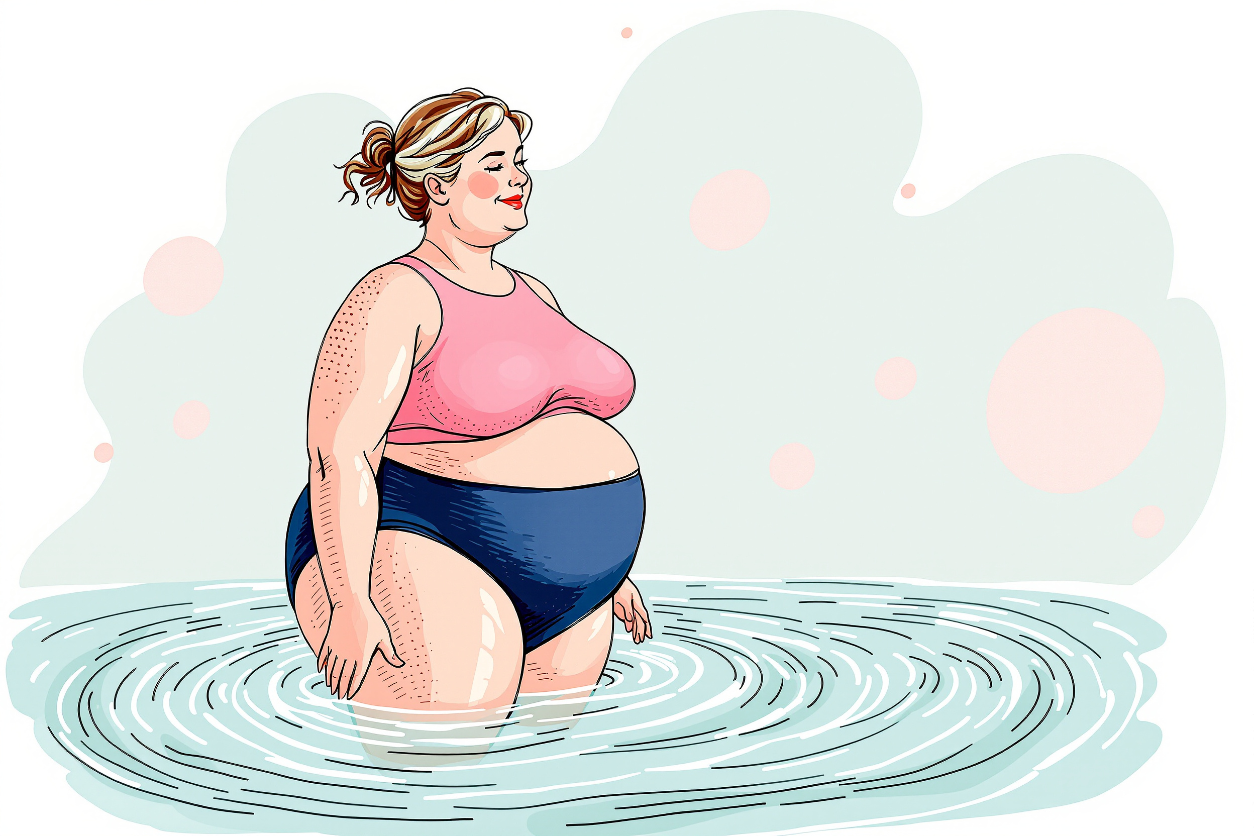 Frau massiert ihre geschwollenen Beine an einem heißen Sommertag, um Lipödem-Schmerzen zu lindern.