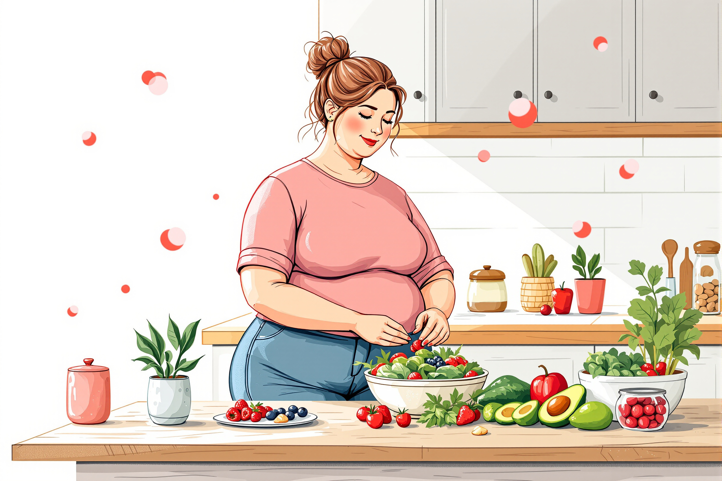 Frau plant Mahlzeit, um Lipödem-Symptome durch gezielte Ernährung zu reduzieren