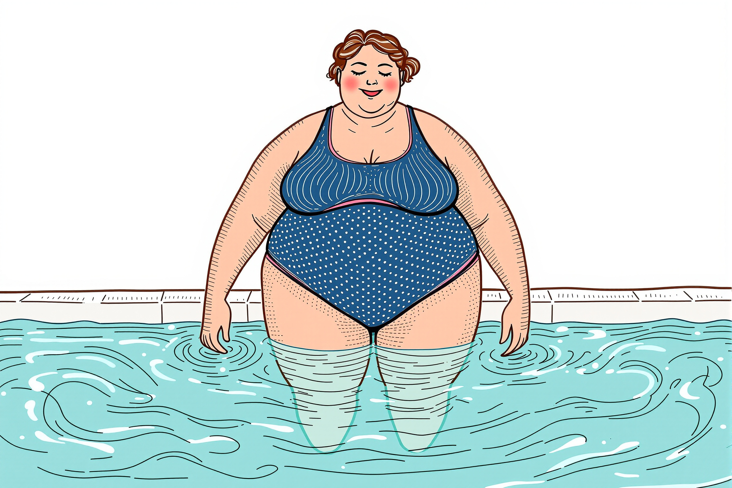 Frau mit Lipödem im Wasser, das ihre Symptome lindert