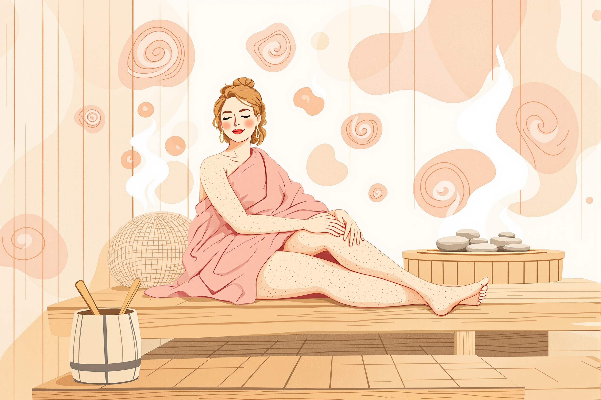 Frau mit Lipödem entspannt in der Sauna.