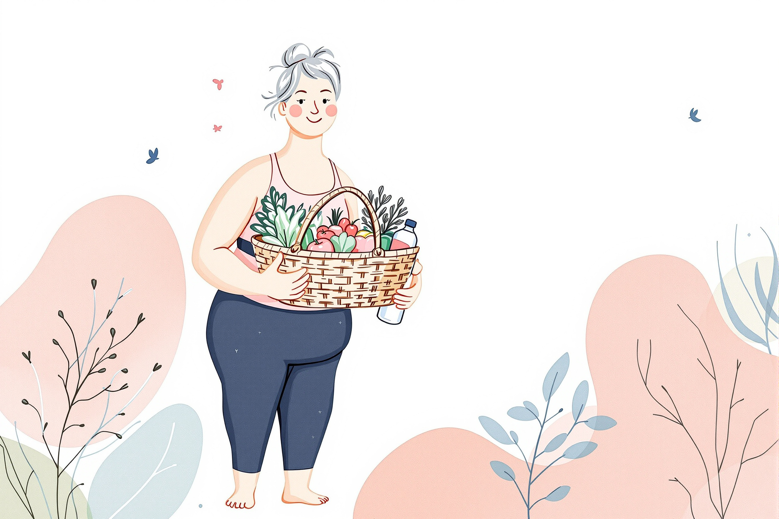 Frau mit Lipödem macht Yoga in ihrem Wohnzimmer.