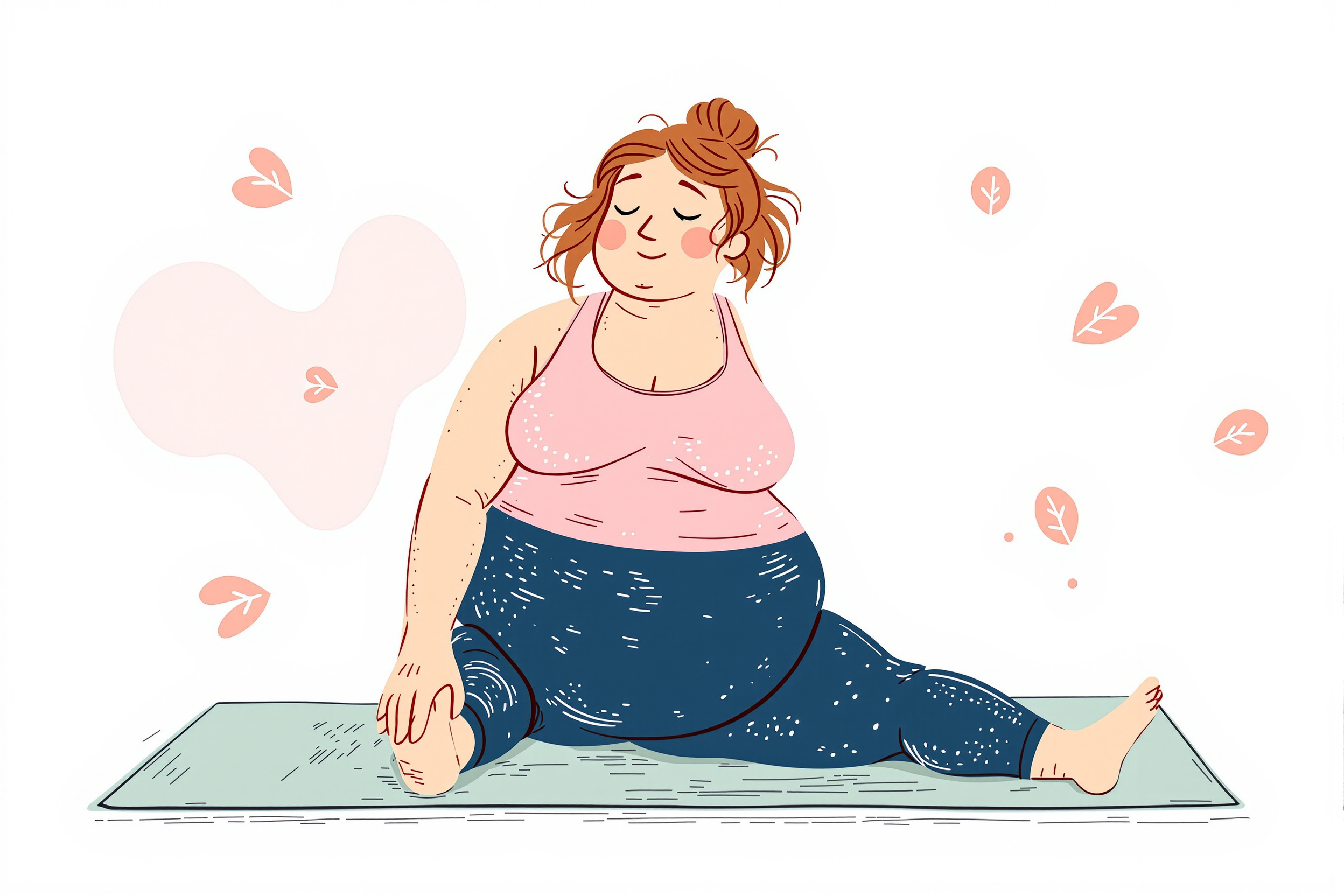 Frau macht Dehnübungen auf einer Yogamatte zur Linderung von Lipödem-Symptomen.