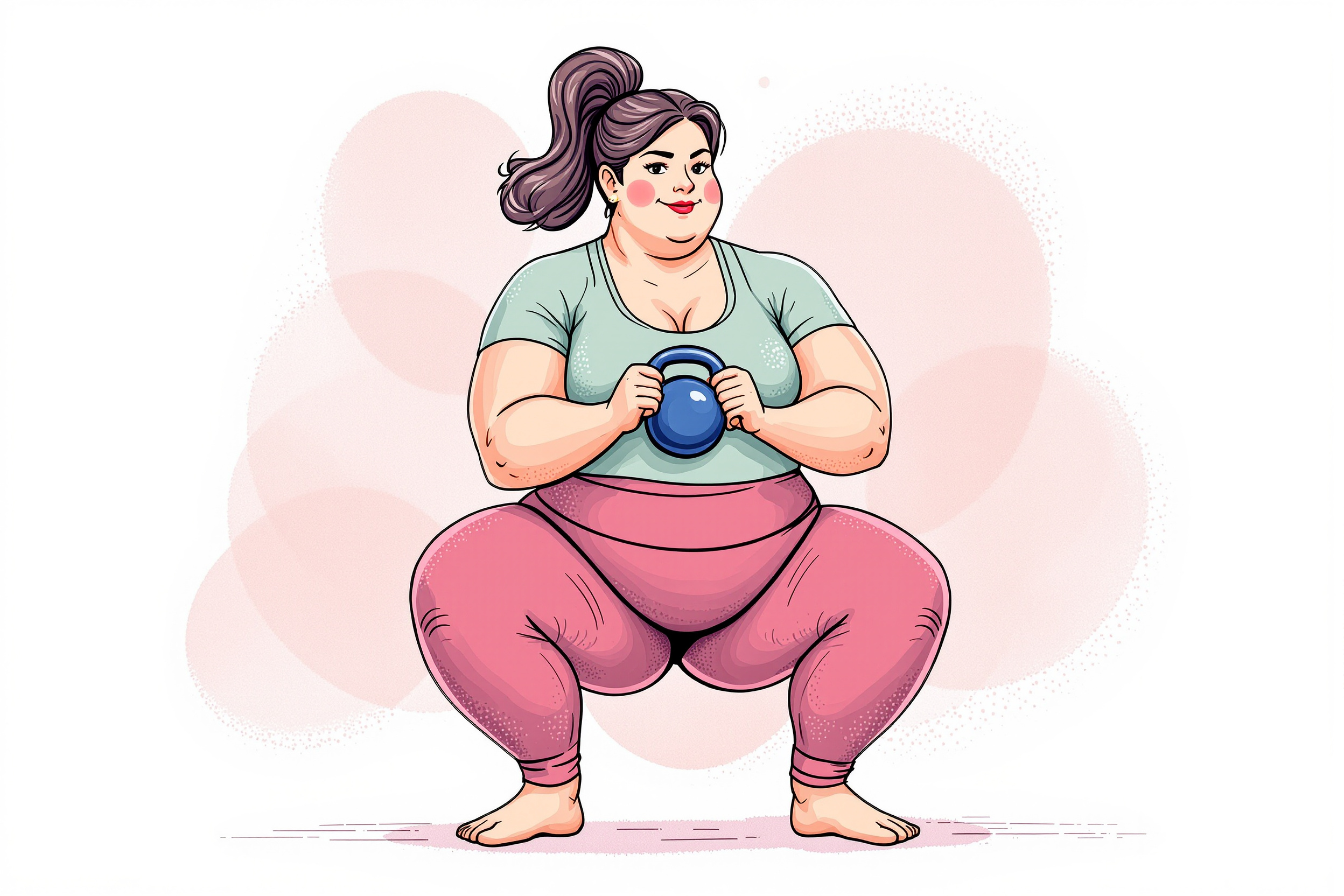 Frau mit Lipödem trainiert mit Gewichten im Fitnessstudio.